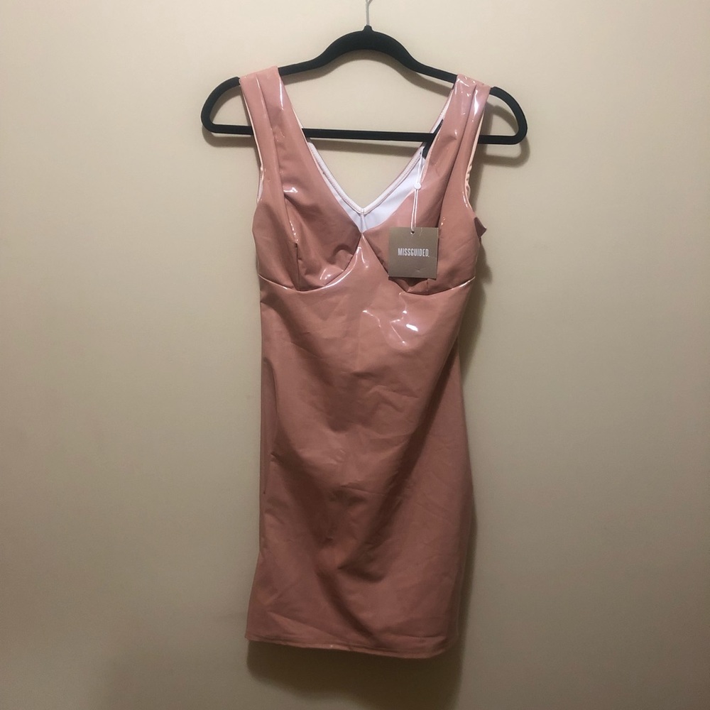 Pink vinyl dress brand new
